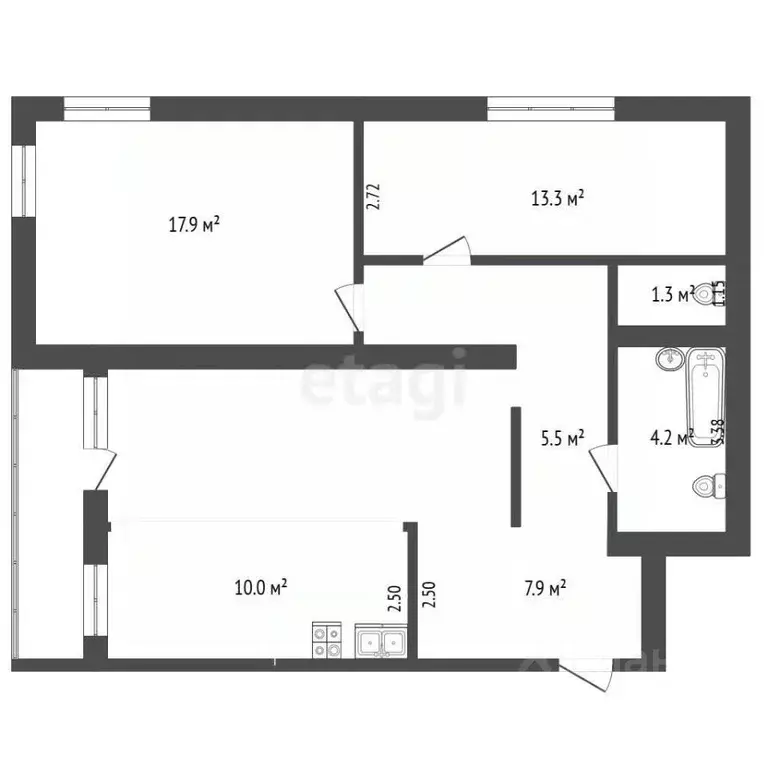 3-к кв. Томская область, Томский район, д. Кисловка, Северный мкр ул. ... - Фото 2