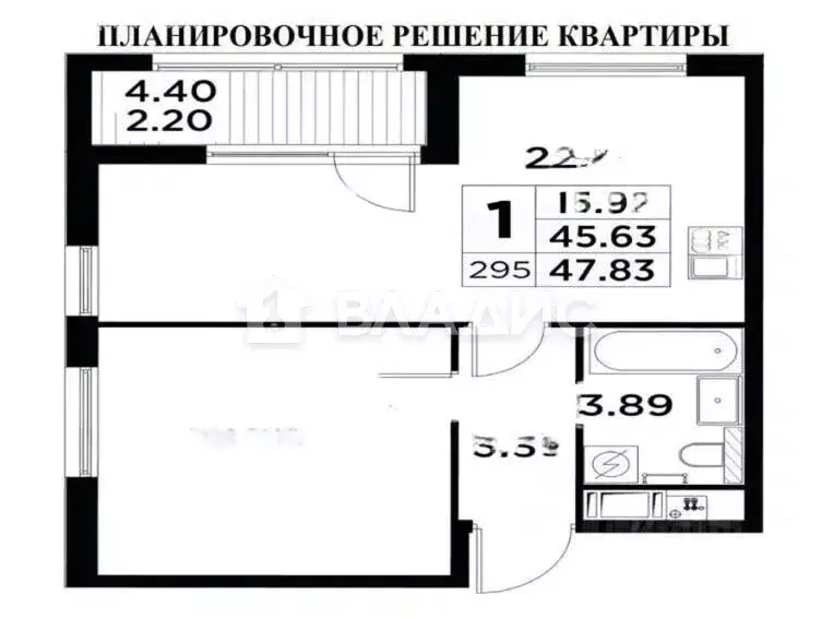 1-комнатная квартира: Санкт-Петербург, проспект Энергетиков, 2к1 (49 ... - Фото 1