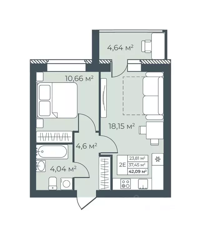2-к кв. Тульская область, Узловая  (42.09 м) - Фото 1