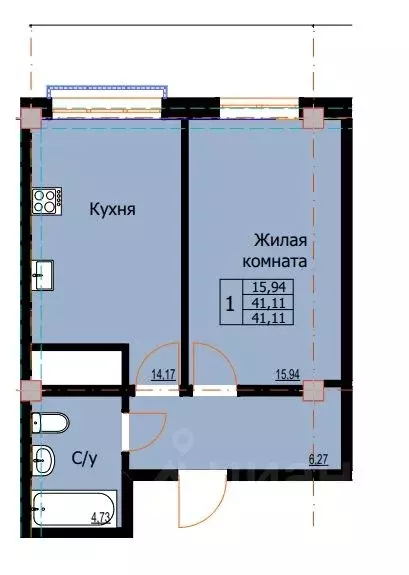 1-к кв. Ставропольский край, Ессентуки  (41.11 м) - Фото 1