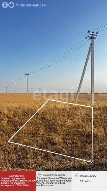 Участок в Сакский район, Штормовское сельское поселение, СНТ ... - Фото 2