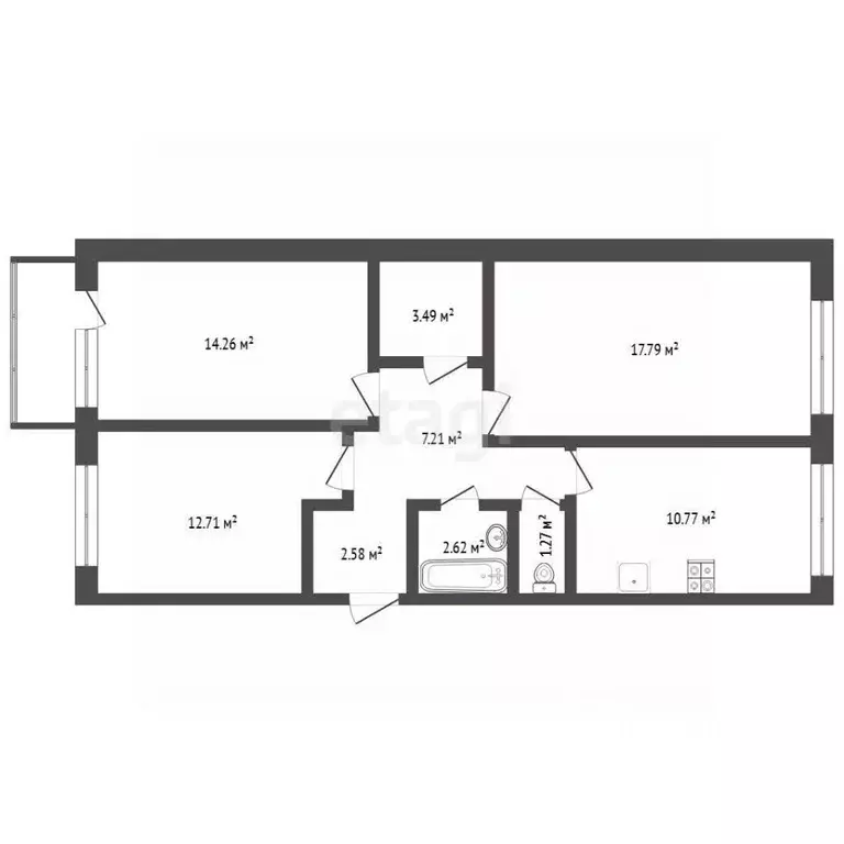 3-к кв. Тюменская область, Тюменский муниципальный округ, Боровский рп ... - Фото 2