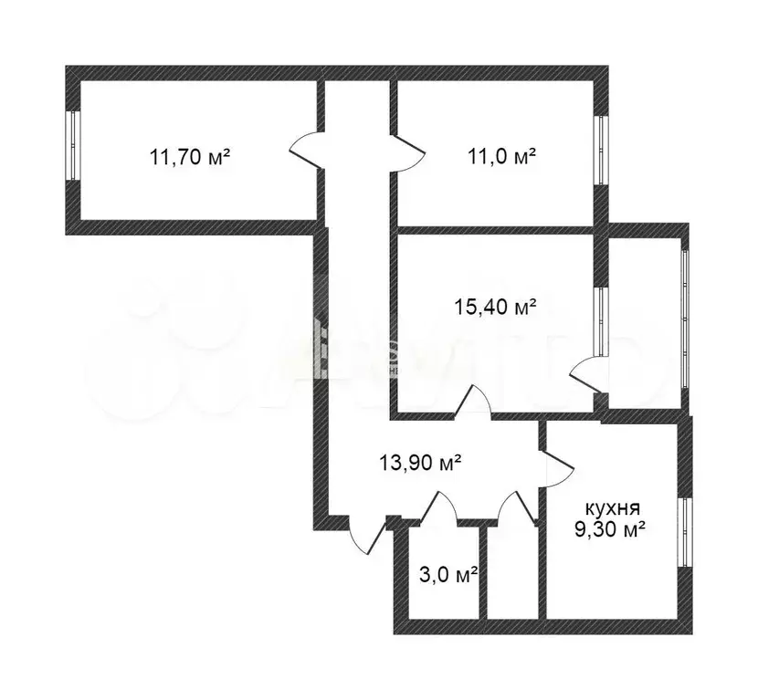 3-к. квартира, 67,4 м, 6/8 эт. - Фото 0