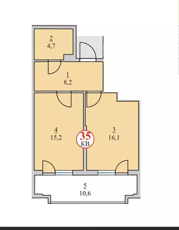 2-комнатная квартира: Ялта, улица Щорса, 10В (54.8 м) - Фото 2