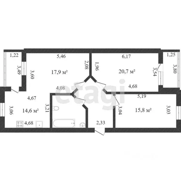 3-к кв. Белгородская область, Белгород Народный бул., 32 (90.4 м) - Фото 1