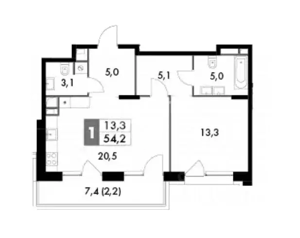 2-к кв. Москва Снежная ул., 22с3 (54.2 м) - Фото 1