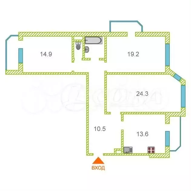 3-к. квартира, 98 м, 6/10 эт. - Фото 0