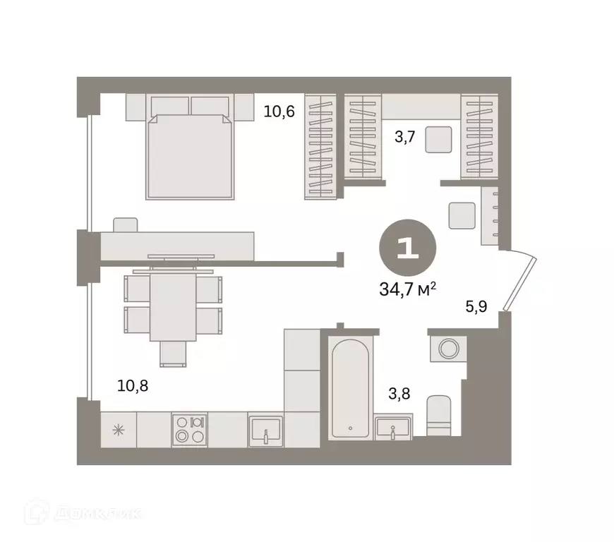 Продаётся 1-к квартира, 34.73 м - Фото 0