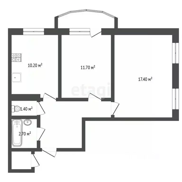 2-к кв. Тюменская область, Тюмень ул. Героев Космоса, 17 (52.7 м) - Фото 2