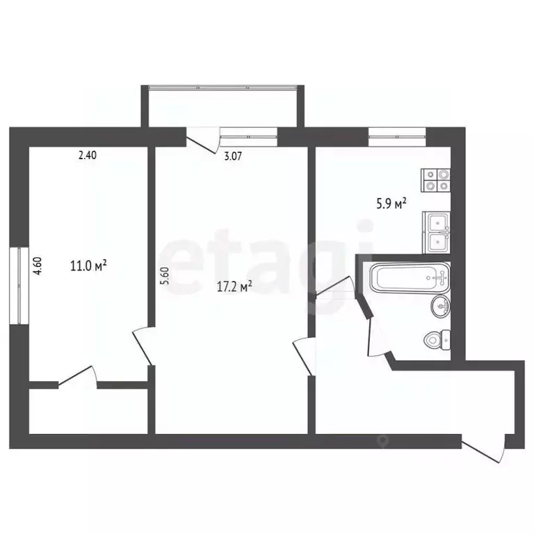 2-к кв. Крым, Симферополь ул. Фрунзе (46.0 м) - Фото 2