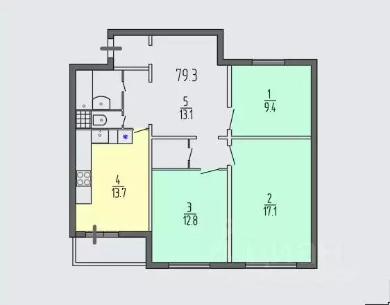 3-к кв. Санкт-Петербург дор. Муринская, 80к1 (79.3 м) - Фото 0