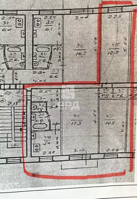 3-к кв. Ростовская область, Ростов-на-Дону просп. Ленина (55.5 м) - Фото 2
