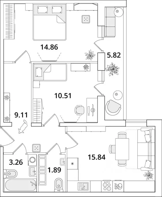 2-к кв. Санкт-Петербург Кубинская ул., 82к3с1 (58.6 м) - Фото 0