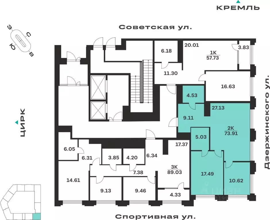 2-к кв. Тульская область, Тула ул. Болотникова, 4 (73.91 м) - Фото 2