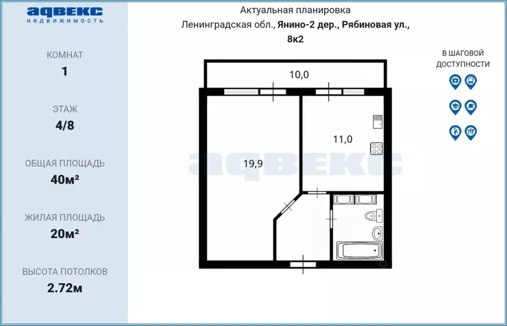 1-к кв. Ленинградская область, Всеволожский район, Заневское городское ... - Фото 2