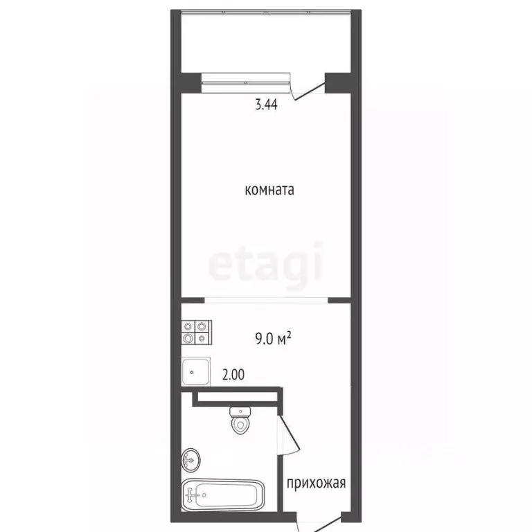 Студия Московская область, Дзержинский Угрешская ул., 32с1 (39.3 м) - Фото 1