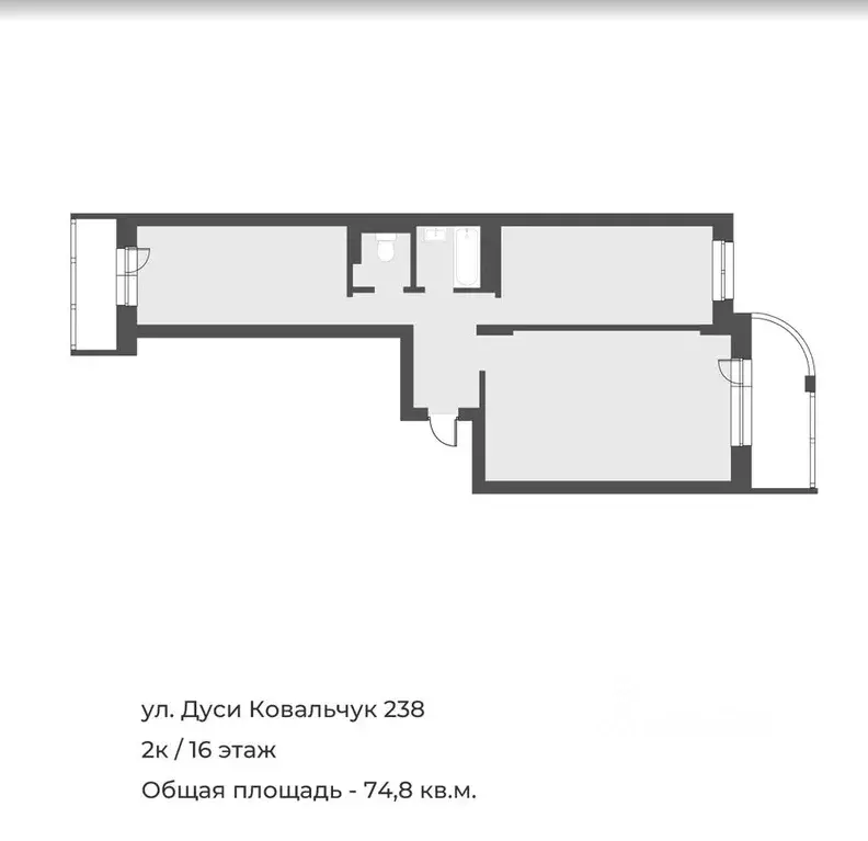 2-к кв. Новосибирская область, Новосибирск ул. Дуси Ковальчук, 238 ... - Фото 0