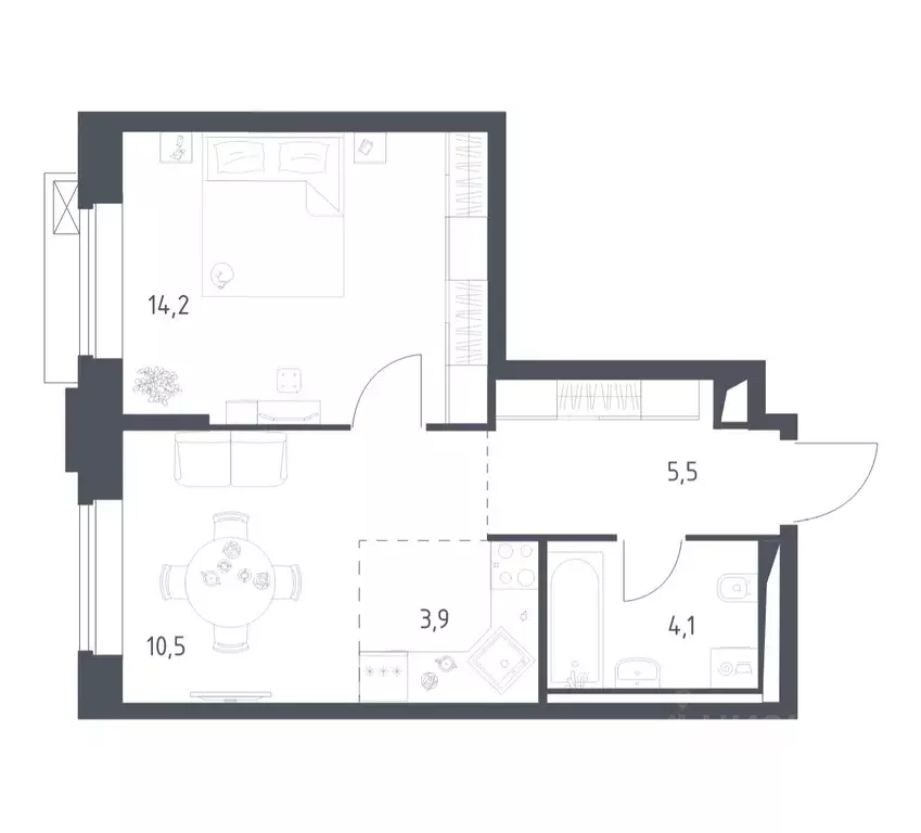 1-к кв. Москва Верейская 41 жилой комплекс, 3.1 (38.11 м) - Фото 1