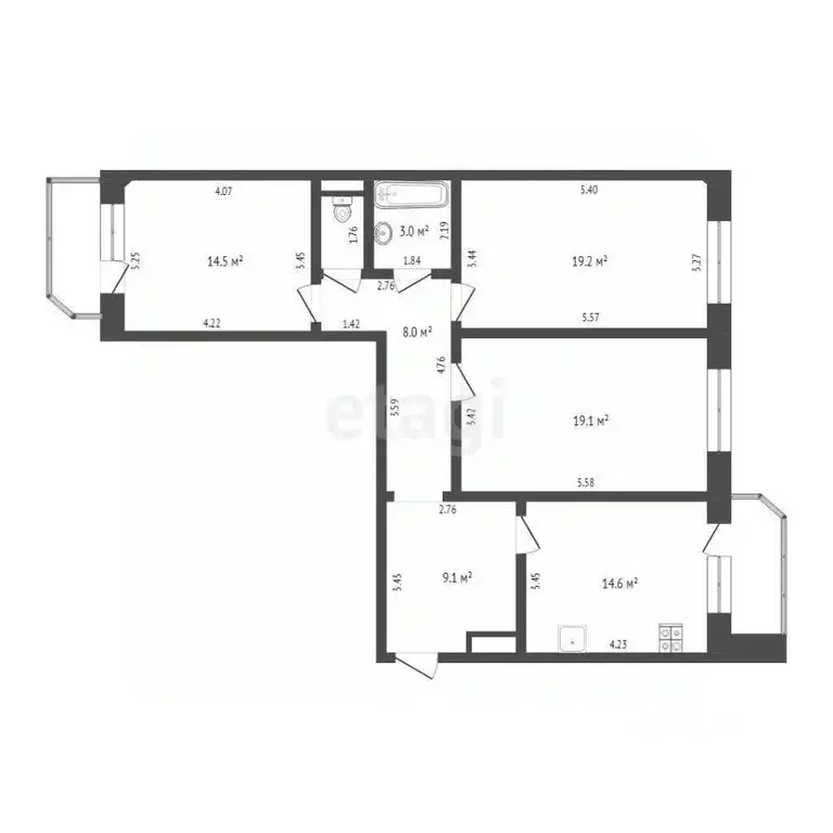 3-к кв. Тюменская область, Тюмень Широтная ул., 173к4 (90.3 м) - Фото 2
