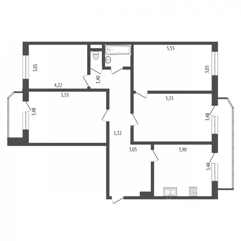 4-к кв. Тюменская область, Тюмень Одесская ул., 46 (105.0 м) - Фото 2