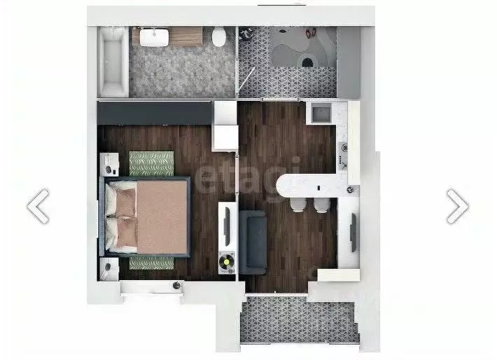 1-к кв. Костромская область, Кострома Привокзальная ул., 12 (40.42 м) - Фото 1