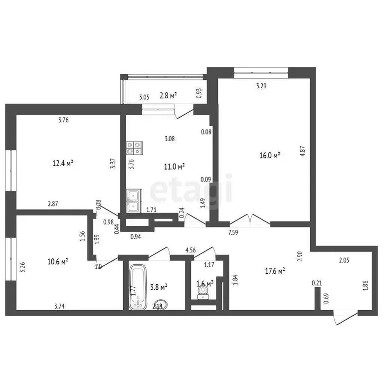 3-комнатная квартира: Анапа, улица Крылова, 13к3 (74.2 м) - Фото 0