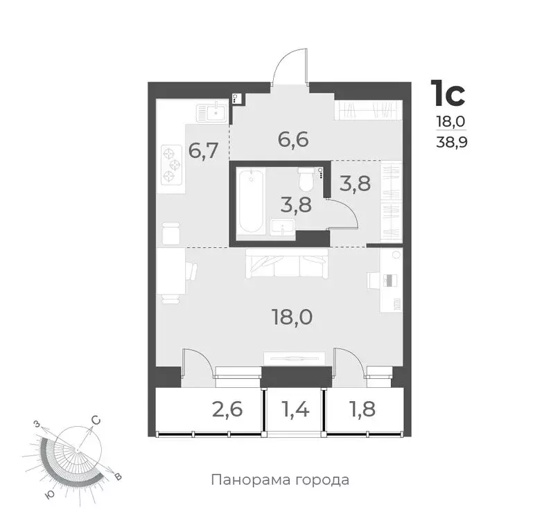 1-комнатная квартира: Новосибирск, улица Аэропорт, 62 (38.9 м) - Фото 0