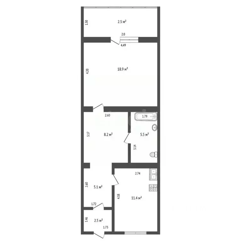 1-к кв. Севастополь просп. Героев Сталинграда, 63 (55.4 м) - Фото 2