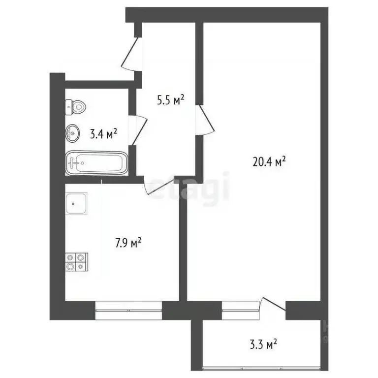 1-к кв. Ярославская область, Ярославский муниципальный округ, пос. ... - Фото 1