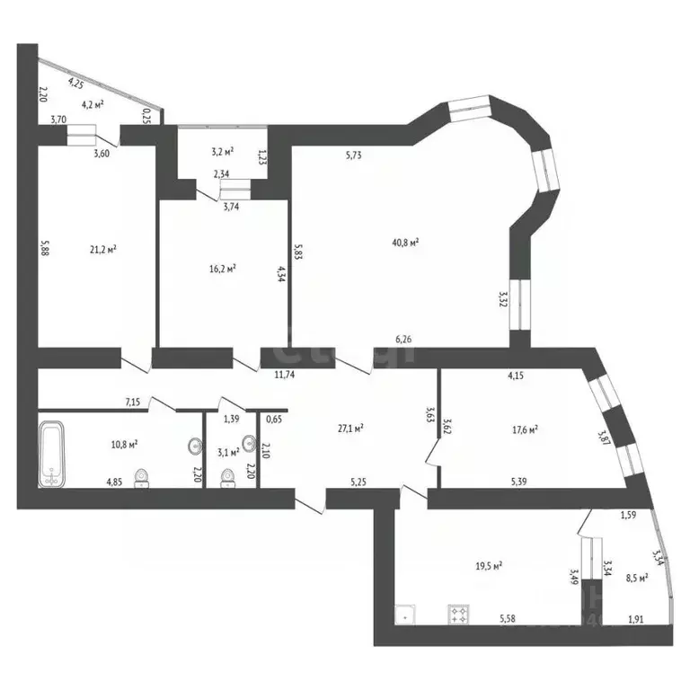4-к кв. Башкортостан, Уфа ул. Гафури, 19/2 (156.3 м) - Фото 2