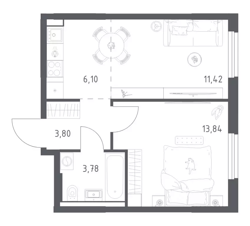 1-к кв. Башкортостан, Уфа ул. Минигали Губайдуллина, 8к9 (38.94 м) - Фото 1