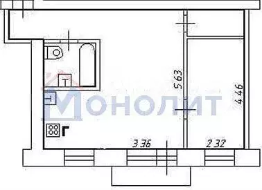 2-к. квартира, 45,1 м, 2/5 эт. - Фото 0