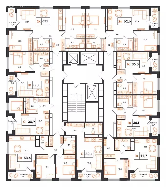 2-комнатная квартира: Тюмень, микрорайон ДОК (58.6 м) - Фото 2