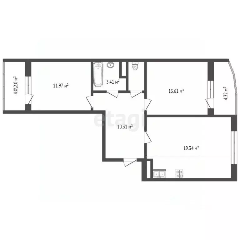 2-к кв. Ханты-Мансийский АО, Сургут Университетская ул., 43 (64.48 м) - Фото 0