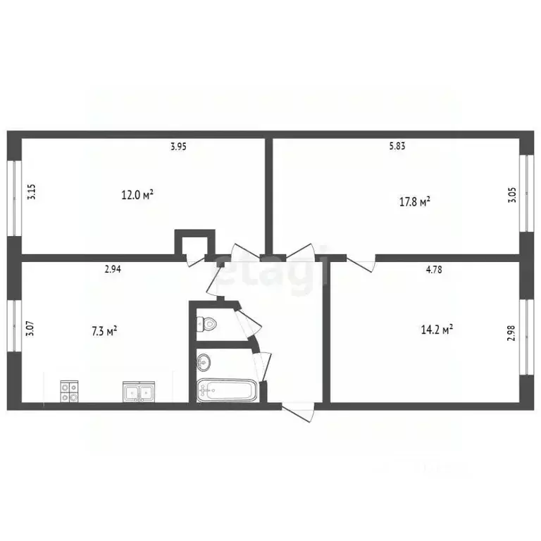 3-к кв. Хабаровский край, Ванино рп ул. Гарнизонная, 29 (59.3 м) - Фото 2