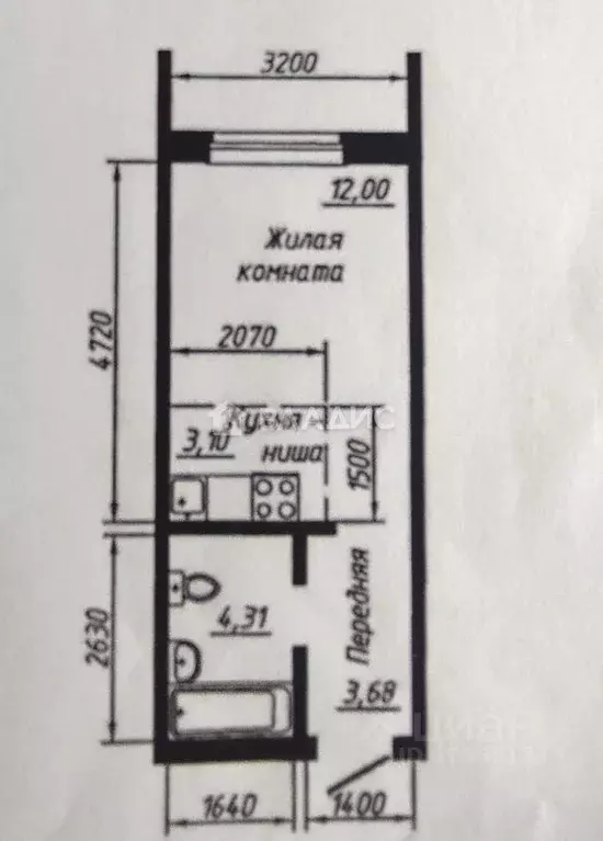 Студия Новосибирская область, Новосибирск ул. Забалуева, 102 (23.1 м) - Фото 1