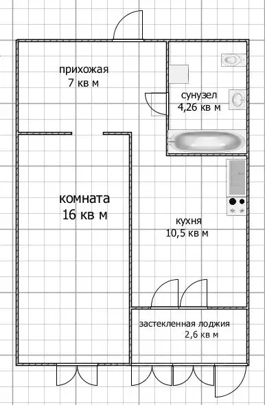1-к кв. Башкортостан, Уфа ул. Генерала Рыленко, 8 (37.0 м) - Фото 1