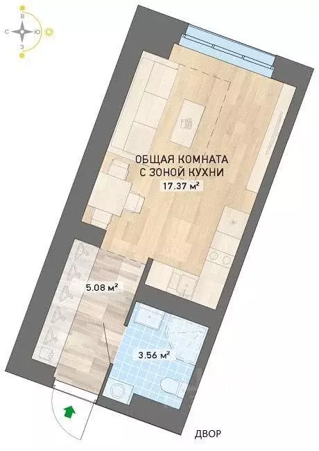 Квартира, студия, 26.4 м - Фото 0