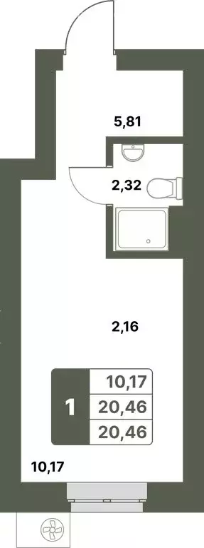 1-комнатная квартира: Уфимский район, село Миловка (20.46 м) - Фото 0