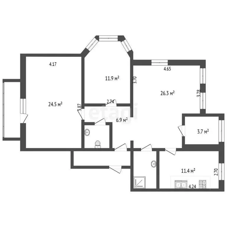 3-комнатная квартира: Омск, улица Орджоникидзе, 83 (95.3 м) - Фото 0