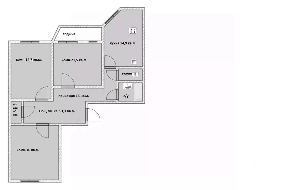 3-к кв. Санкт-Петербург ул. Латышских Стрелков, 15к3 (91.1 м) - Фото 2