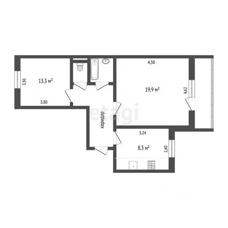 2-к кв. Вологодская область, Вологда ул. Маршала Конева, 22А (53.4 м) - Фото 1