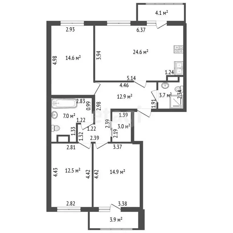 4-комнатная квартира: Санкт-Петербург, проспект Авиаконструкторов, 54 ... - Фото 1