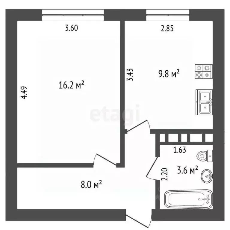 1-к кв. Ямало-Ненецкий АО, Тарко-Сале Пуровский район, Южный мкр, 5 ... - Фото 2