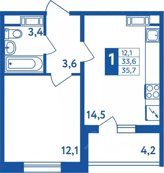 1-к кв. Башкортостан, Уфа Дема жилрайон, Новая Дема жилой комплекс ... - Фото 1