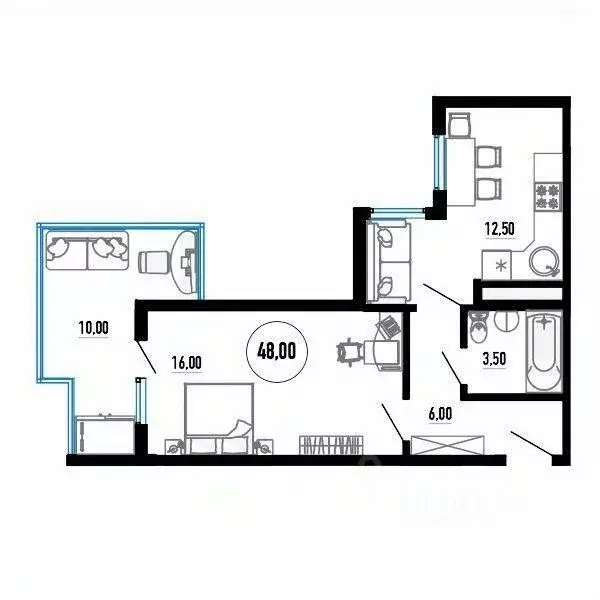 2-к кв. Краснодарский край, Сочи Приморье мкр, ул. Есауленко, 6А (38.0 ... - Фото 1