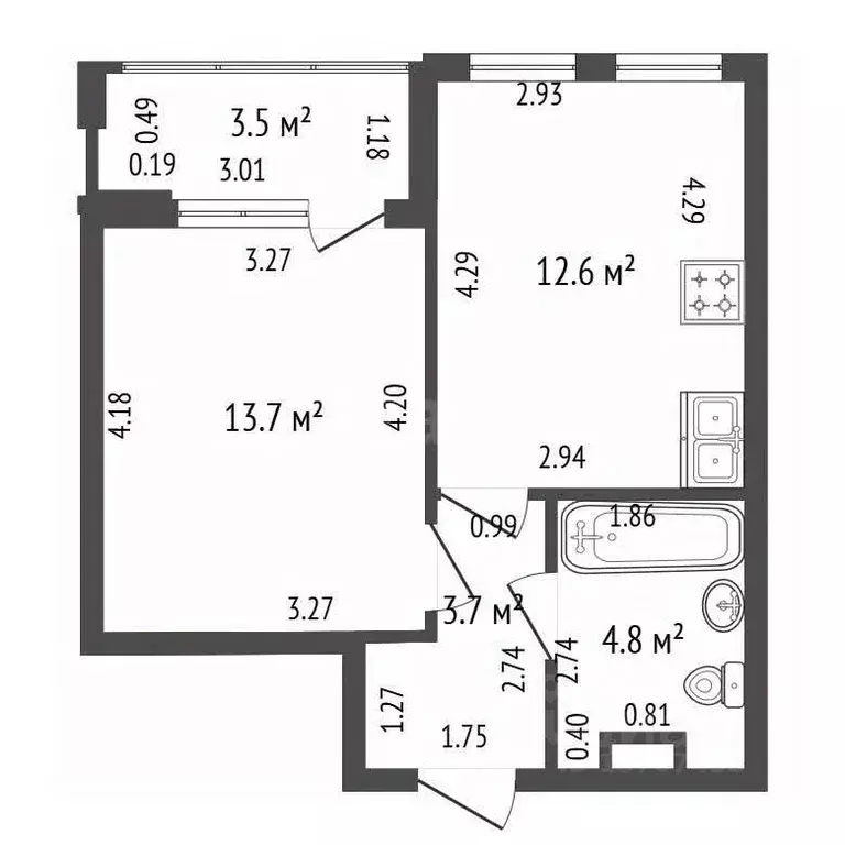 1-к кв. Санкт-Петербург ул. Челюскина, 4 (37.0 м) - Фото 1