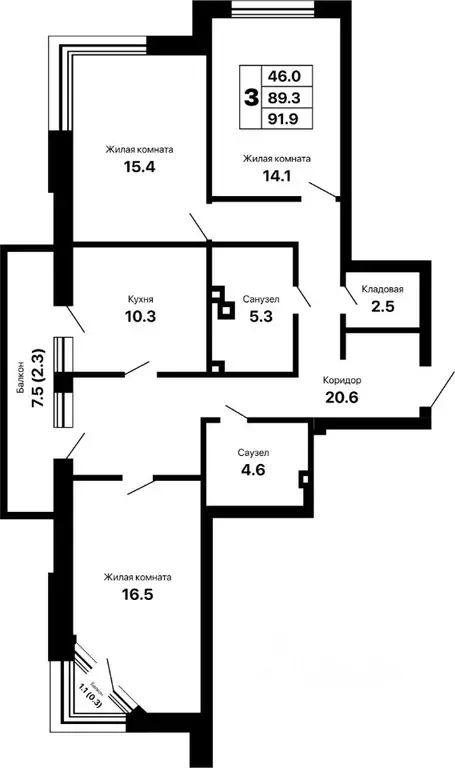 3-к кв. Самарская область, Самара Горизонт жилой комплекс (91.9 м) - Фото 1