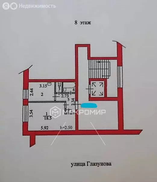 1-комнатная квартира: пенза, улица глазунова, 1 (35 м) - Фото 1