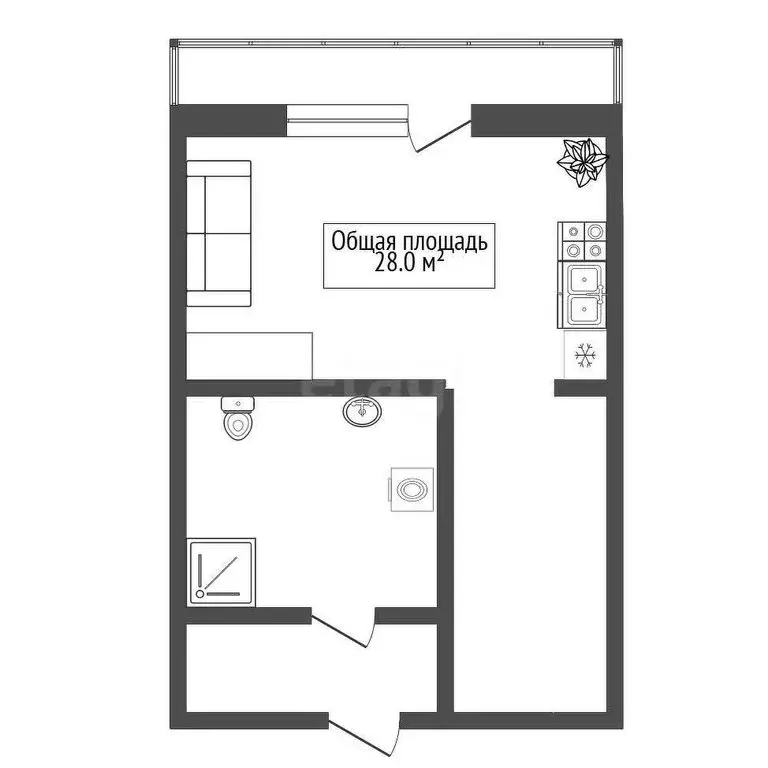 Квартира-студия: Новосибирск, Выборная улица, 99/4 (28 м) - Фото 0